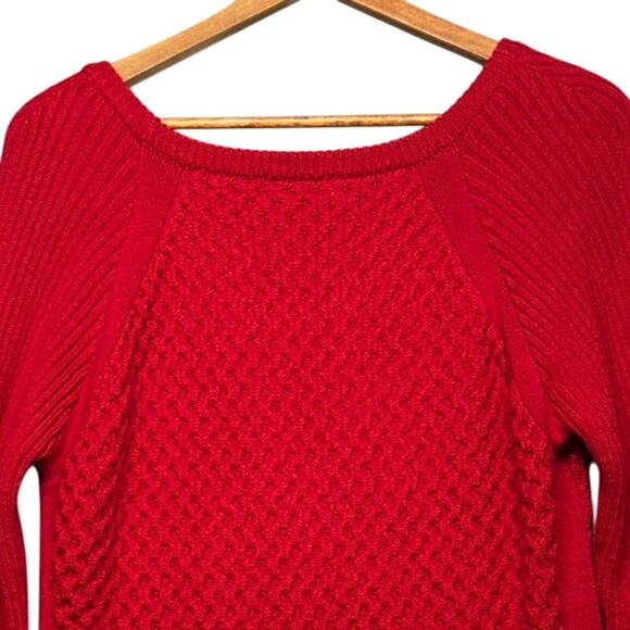 Calvin Klein Red Wool Blend Long Sleeve Pullover Knit Sweater Women Large - Picture 5 of 8